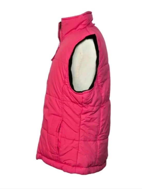 Arizona Girls Reversible Vest Black Pink Faux Fur Puffer 10/12 - Picture 2 of 7